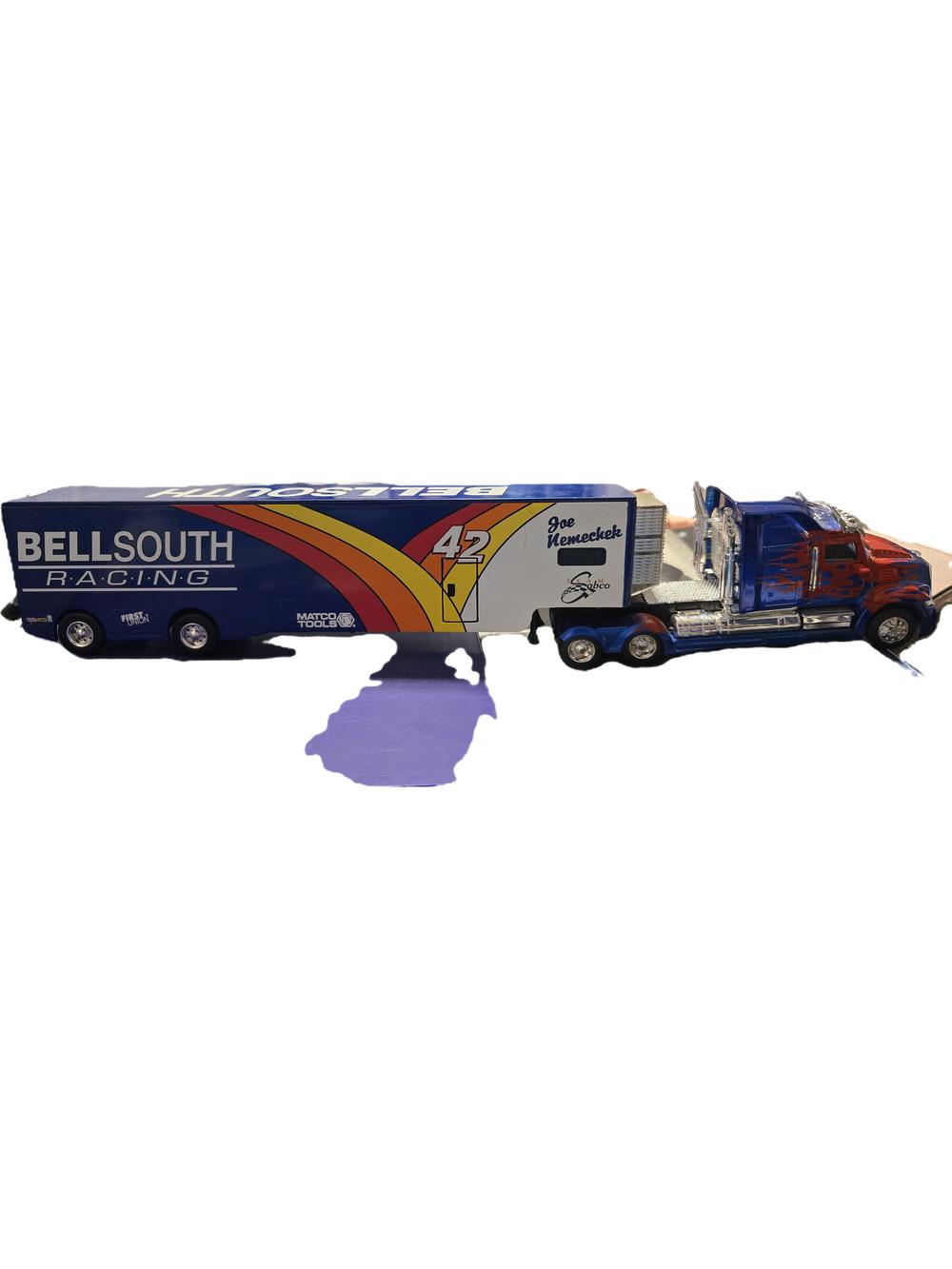 Transformers Optimus Prime Semi Truck BellSouth Racing Nemechek Hauler Trailer